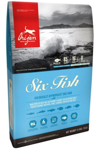 Orijen Six Fish 11,4 kg für ausgewachsene Hunde getreidefrei