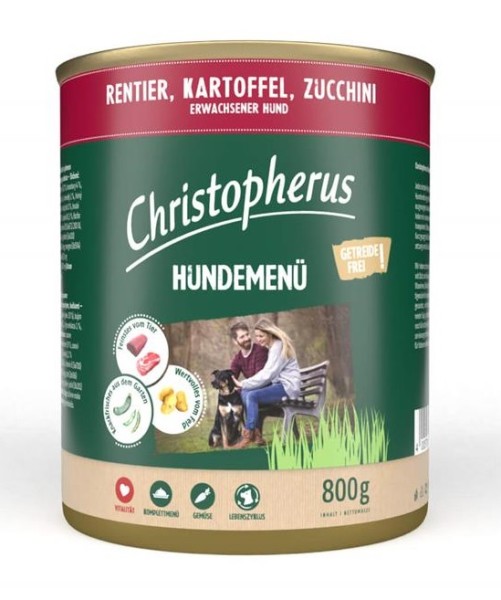 Christopherus Hundemenü mit Rentier, Kartoffel, Zucchini 6 x 800g Hundefutter
