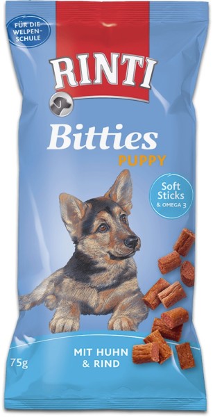 Rinti Snack Bitties Puppy Huhn & Rind 16 x 75g Hundesnack ohne Soja