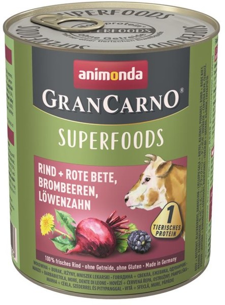 Animonda GranCarno Adult Superfood Rind & Rote Beete 6 x 800g getreidefreies Hundefutter