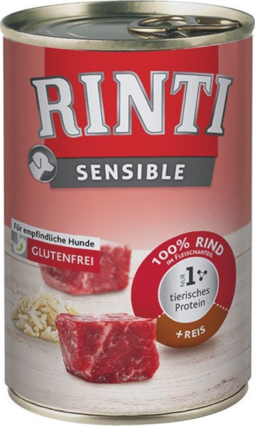 Rinti Sensible Rind + Reis 12 x 400g getreidefreies Hundefutter