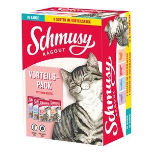 Schmusy Ragout in Sauce 4 x Vorteilspack je 12 x 100g getreidefreies Katzenfutter