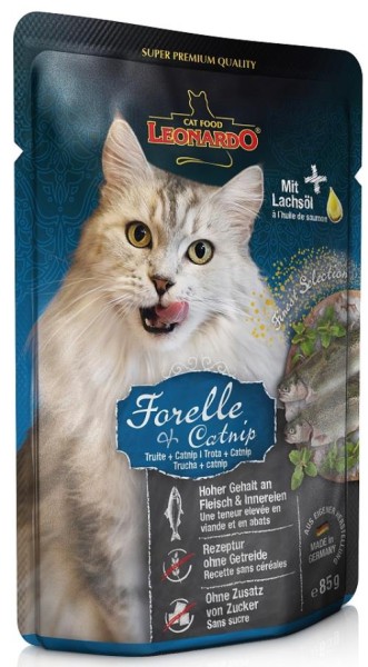 Leonardo Forelle + Minze 16 x 85g Frischebeutel Premium Katzenfutter
