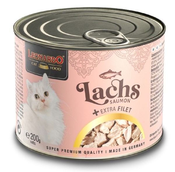 LEONARDO Lachs + extra Filet 6 x 200g Dose Katzenfutter