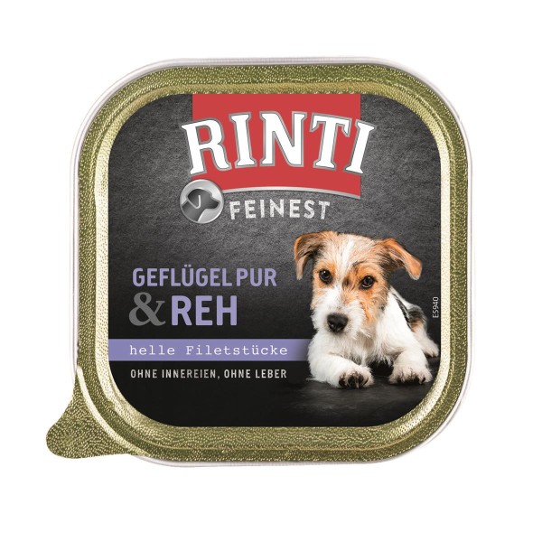 Rinti Schale Feinest Geflügel Pur & Reh 11 x 150g Hundenassfutter