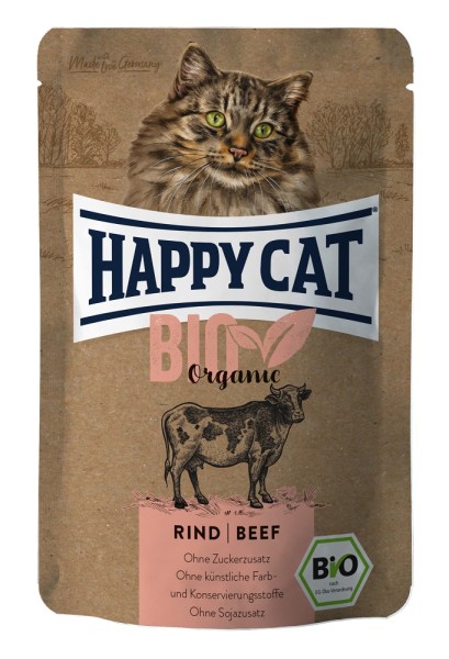 Happy Cat Pouchbeutel Bio Rind 12 x 85g getreidefreies Katzenfutter
