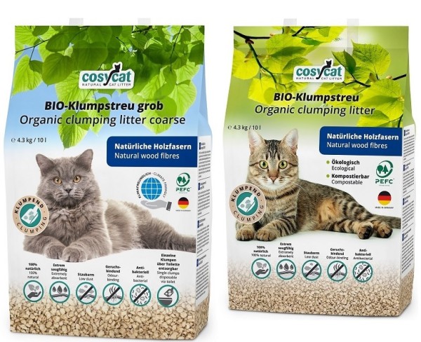 Cosy Cat Bio- Klumpstreu Kombi Angebot 10 L fein + 10 L grob (20 L) Katzenstreu