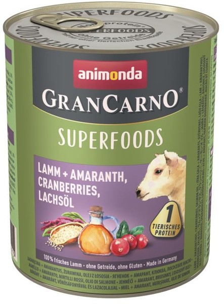 Animonda GranCarno Adult Superfood Lamm & Amaranth 6 x 800g getreidefreies Hundefutter