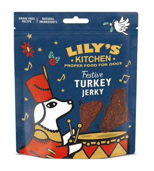 Lilys Kitchen Dog Christmas Festive Turkey Jerky 8 x 70g Hundesnacks Weihnachten