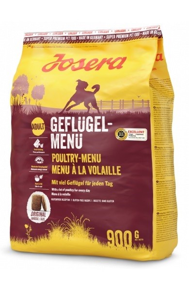 AKTION Josera Geflügel-Menü Trockenfutter für Hunde 5x 900g + Quietsche-Seppl gratis