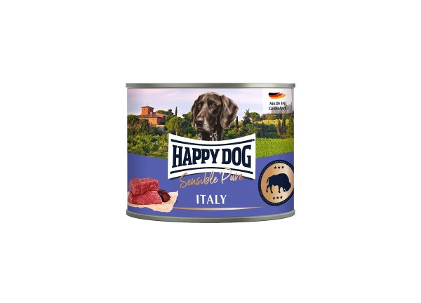 12 x 200g Dose Happy Dog Italy Büffel Pur getreidefrei 100% tierisches Protein