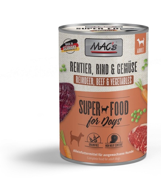 MACs Dog Rentier, Rind & Gemüse 6x 400g Dose Hundefutter